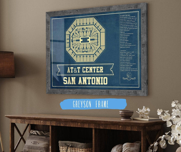 Cutler West San Antonio Spurs - AT&T Center Vintage Basketball Blueprint NBA