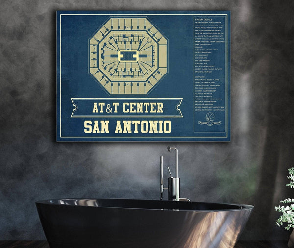 Cutler West San Antonio Spurs - AT&T Center Vintage Basketball Blueprint NBA