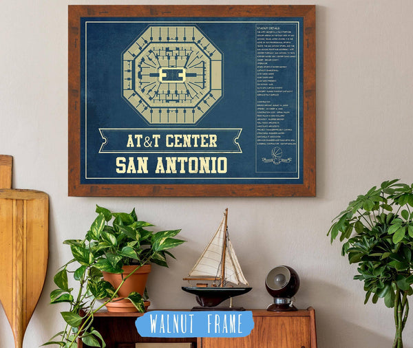 Cutler West San Antonio Spurs - AT&T Center Vintage Basketball Blueprint NBA