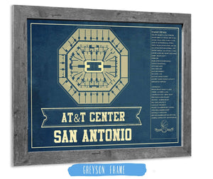 14" x 11" / Greyson Frame Cutler West San Antonio Spurs - AT&T Center Vintage Basketball Blueprint NBA