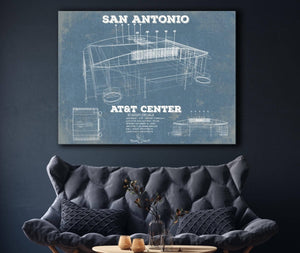 Cutler West San Antonio Spurs - AT&T Center Vintage Basketball Blueprint NBA Print
