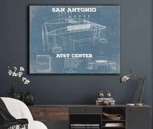 Cutler West San Antonio Spurs - AT&T Center Vintage Basketball Blueprint NBA Print