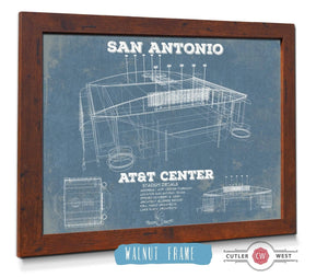 Cutler West San Antonio Spurs - AT&T Center Vintage Basketball Blueprint NBA Print