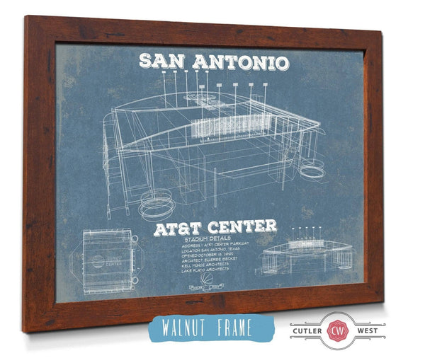 Cutler West San Antonio Spurs - AT&T Center Vintage Basketball Blueprint NBA Print