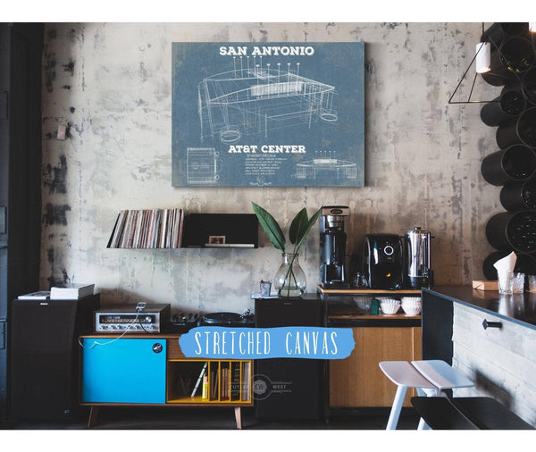 Cutler West San Antonio Spurs - AT&T Center Vintage Basketball Blueprint NBA Print