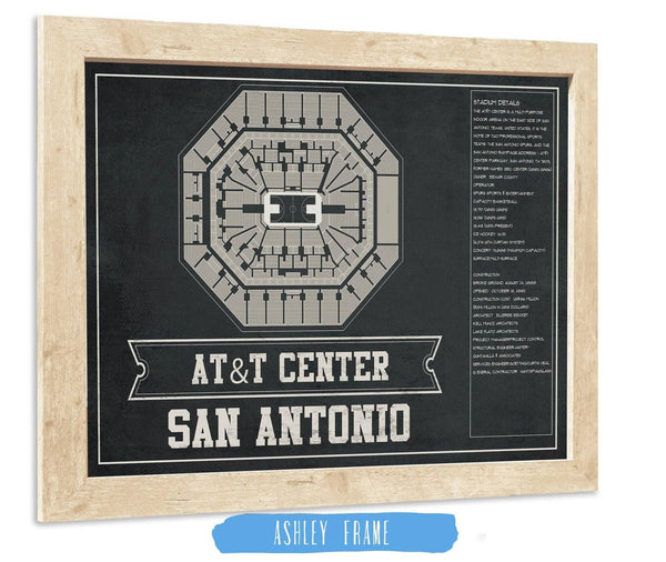 Cutler West San Antonio Spurs - AT&T Center Vintage Basketball Blueprint NBA Team Color Print