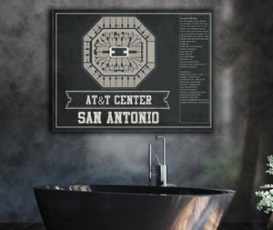 Cutler West San Antonio Spurs - AT&T Center Vintage Basketball Blueprint NBA Team Color Print