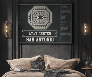 Cutler West San Antonio Spurs - AT&T Center Vintage Basketball Blueprint NBA Team Color Print