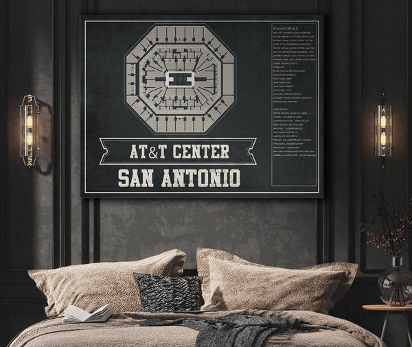 Cutler West San Antonio Spurs - AT&T Center Vintage Basketball Blueprint NBA Team Color Print