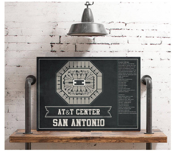 Cutler West San Antonio Spurs - AT&T Center Vintage Basketball Blueprint NBA Team Color Print