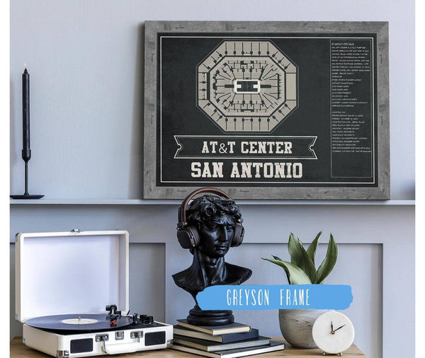 Cutler West San Antonio Spurs - AT&T Center Vintage Basketball Blueprint NBA Team Color Print