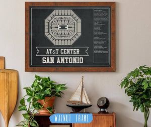 Cutler West San Antonio Spurs - AT&T Center Vintage Basketball Blueprint NBA Team Color Print
