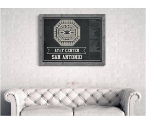Cutler West San Antonio Spurs - AT&T Center Vintage Basketball Blueprint NBA Team Color Print