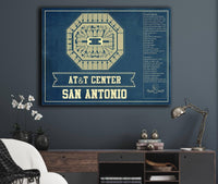 Cutler West Basketball Collection San Antonio Spurs - AT&T Center Vintage Basketball Blueprint NBA Print