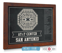 Cutler West Basketball Collection 14" x 11" / Walnut Frame San Antonio Spurs - AT&T Center Vintage Basketball Blueprint NBA Team Color Print 661242166-TEAM_77556