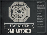 Cutler West Basketball Collection 14" x 11" / Unframed San Antonio Spurs - AT&T Center Vintage Basketball Blueprint NBA Team Color Print 661242166-TEAM_77553