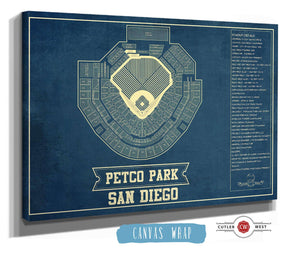 Cutler West San Diego Padres - Petco Park Vintage Stadium Blueprint Baseball Poster