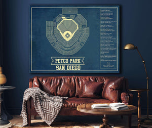 Cutler West San Diego Padres - Petco Park Vintage Stadium Blueprint Baseball Poster