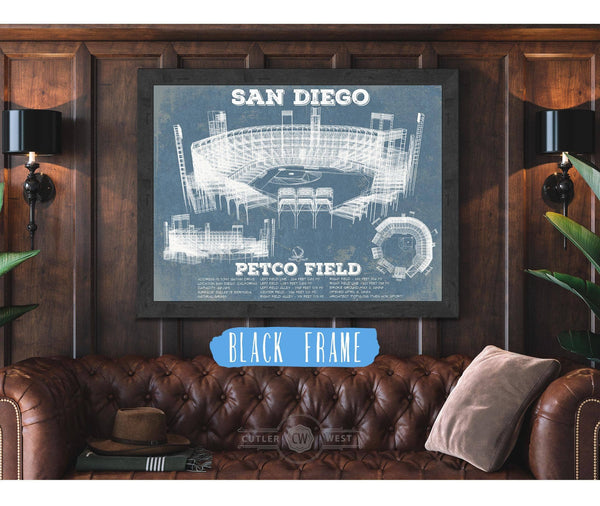 Cutler West San Diego Padres - Petco Park Vintage Stadium Blueprint Baseball Print