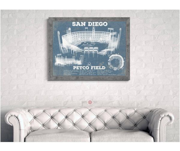 Cutler West San Diego Padres - Petco Park Vintage Stadium Blueprint Baseball Print