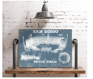 Cutler West San Diego Padres - Petco Park Vintage Stadium Blueprint Baseball Print