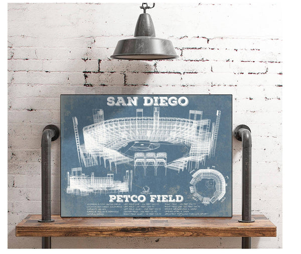 Cutler West San Diego Padres - Petco Park Vintage Stadium Blueprint Baseball Print