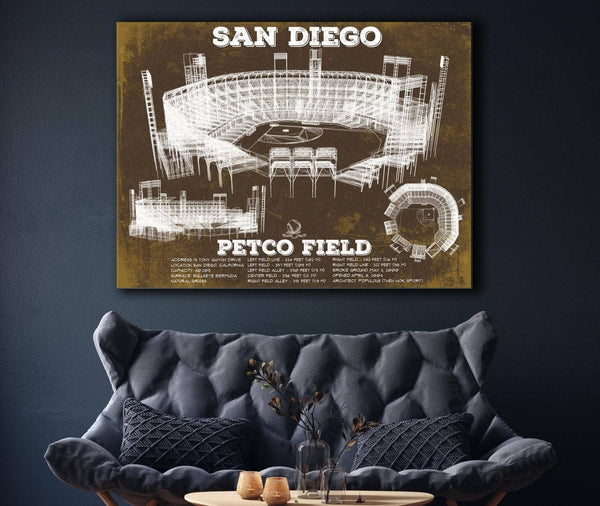 Cutler West San Diego Padres Petco Park Vintage Stadium Team Color Baseball Print