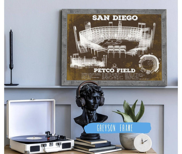 14" x 11" / Greyson Frame Cutler West San Diego Padres Petco Park Vintage Stadium Team Color Baseball Print