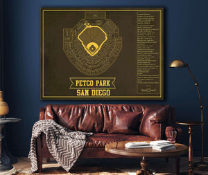 Cutler West San Diego Padres - Petco Park Vintage Stadium Team Color Baseball Seating Chart Print