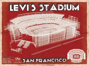 14" x 11" / Unframed Cutler West San Francisco 49ers - Levi's Stadium Seating Chart - Vintage Football Print