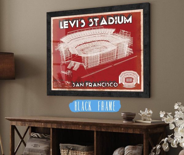 20" x 16" / Black Frame Cutler West San Francisco 49ers - Levi's Stadium Seating Chart - Vintage Football Print