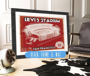 20" x 16" / Black Frame & Mat Cutler West San Francisco 49ers - Levi's Stadium Seating Chart - Vintage Football Print