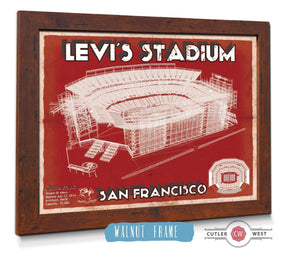 20" x 16" / Walnut Frame Cutler West San Francisco 49ers - Levi's Stadium Seating Chart - Vintage Football Print