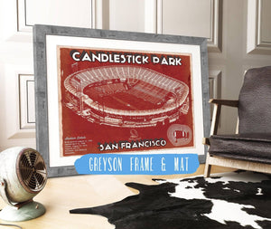 14" x 11" / Greyson Frame & Mat Cutler West San Francisco 49ers - Vintage Candlestick Park Football Print