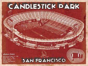 14" x 11" / Unframed Cutler West San Francisco 49ers - Vintage Candlestick Park Football Print