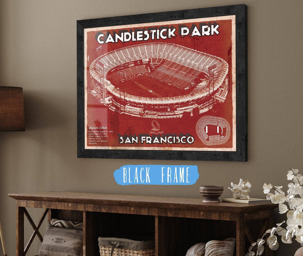 20" x 16" / Black Frame Cutler West San Francisco 49ers - Vintage Candlestick Park Football Print