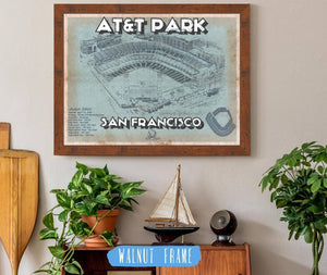 20" x 16" / Walnut Frame Cutler West San Francisco Giants - AT&T Park Vintage Baseball Print