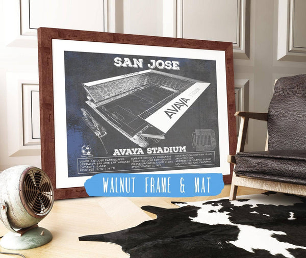 20" x 16" / Walnut Frame & Mat Cutler West San Jose Earthquakes Avaya