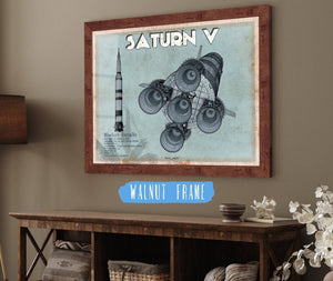 20" x 16" / Walnut Frame Cutler West Saturn V NASA Aviation Blueprint Print