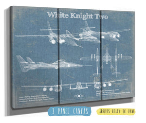 36" x 24" / 3 Panel Canvas Wrap Cutler West Scaled Composites White Knight Two (WK2) Original Blueprint Art