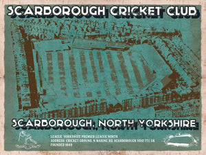 14" x 11" / Unframed Cutler West Scarborough Cricket - Vintage Cricket UK Print