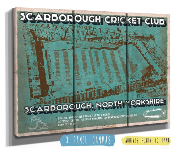 36" x 24" / 3 Panel Canvas Wrap Cutler West Scarborough Cricket - Vintage Cricket UK Print