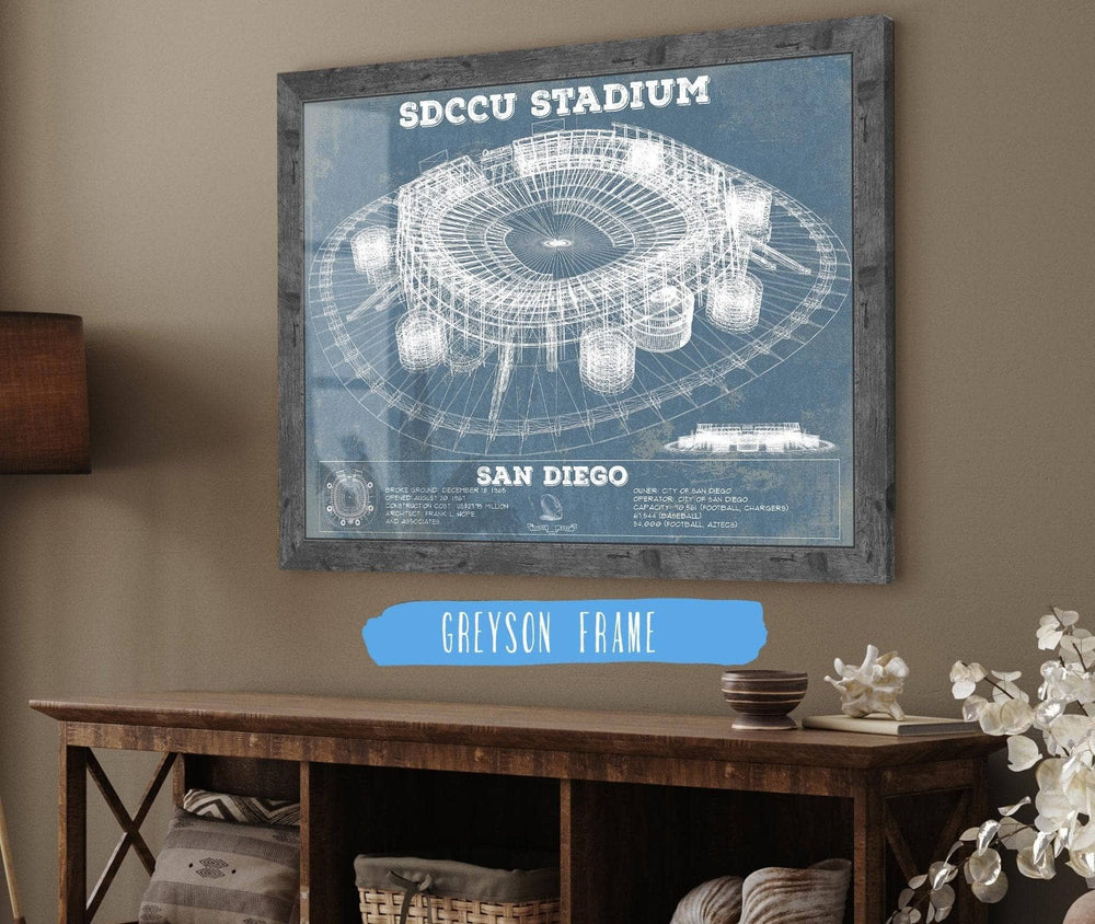14" x 11" / Stretched Canvas Wrap Cutler West SDCCU Stadium Qualcomm San Diego Stadium - Vintage San Diego State Aztecs Football Print