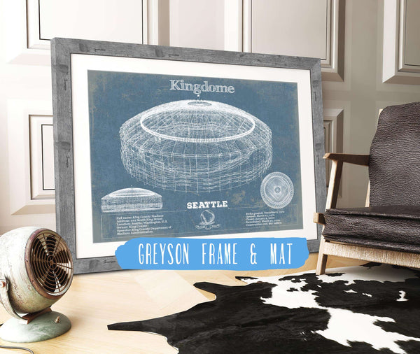 14" x 11" / Greyson Frame & Mat Cutler West Seattle Mariners - Kingdome Stadium Vintage Baseball Print