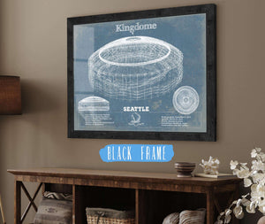 20" x 16" / Black Frame Cutler West Seattle Mariners - Kingdome Stadium Vintage Baseball Print