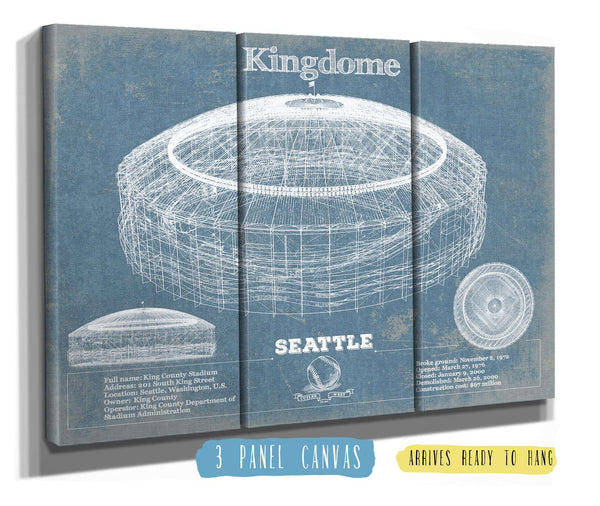36" x 24" / 3 Panel Canvas Wrap Cutler West Seattle Mariners - Kingdome Stadium Vintage Baseball Print