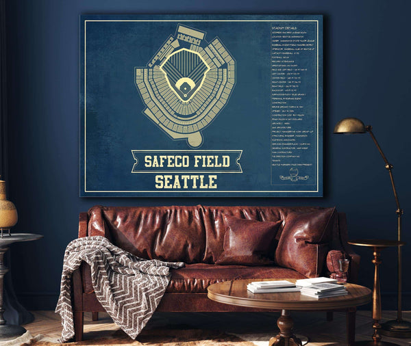 Cutler West Seattle Mariners - Safeco Field Vintage Seating Chart Baseball Print