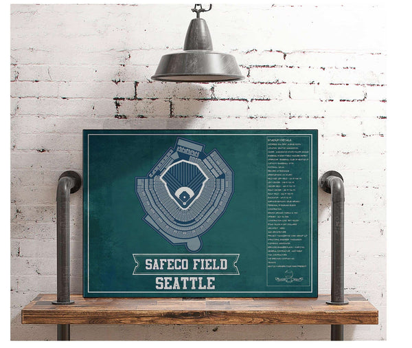 Cutler West Seattle Mariners - Safeco Field Vintage Seating Chart Baseball Team Color Print