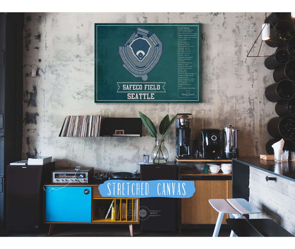 Cutler West Seattle Mariners - Safeco Field Vintage Seating Chart Baseball Team Color Print