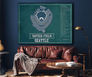 Cutler West Seattle Mariners - Safeco Field Vintage Seating Chart Baseball Team Color Print